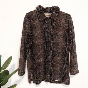 Vintage Velvet Animal Print Button Down Shirt